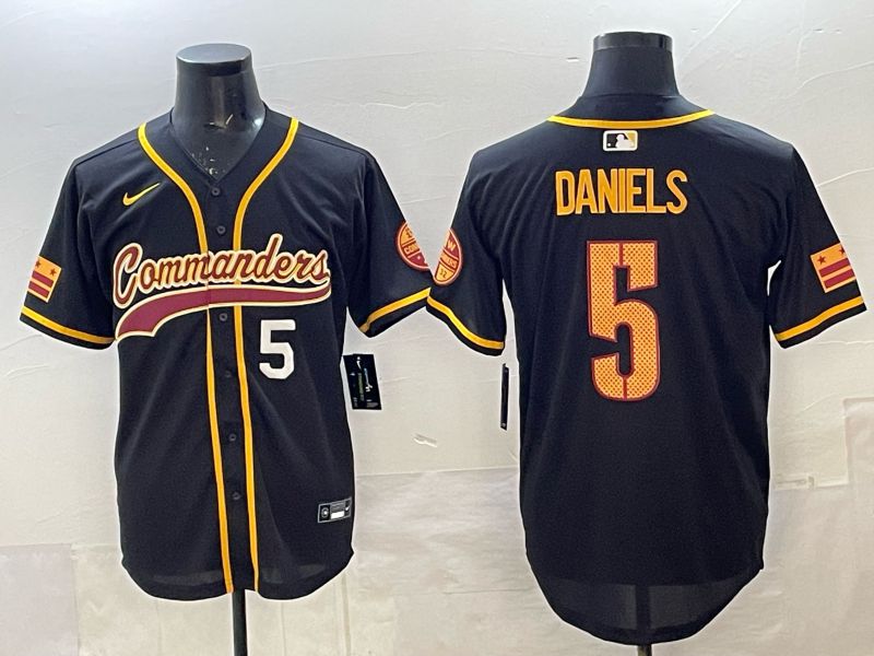 Men 2025 Nike Washington Commanders #5 Daniels Black 3th generation Joint Name Limited NFL Jersey 007->washington commanders->NFL Jersey
